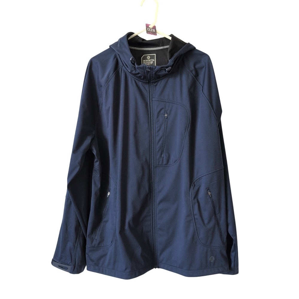 Mondetta Outdoor Project Navy Blue Hooded Softshell Jacket XXL Women Recycled